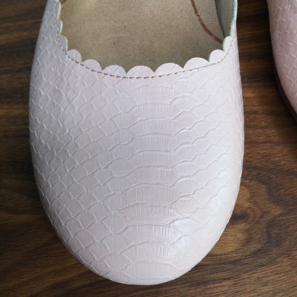 VIONIC Julieta Ballet Flat Shell Pink Snakeskin Comfort Scalloped - Picture 9 of 10